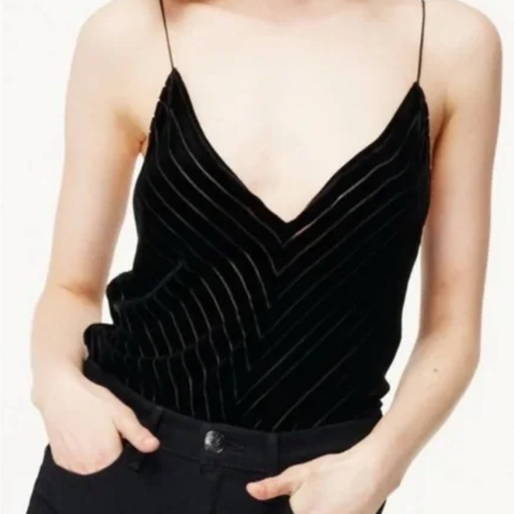 Cami velvet stripe tank top